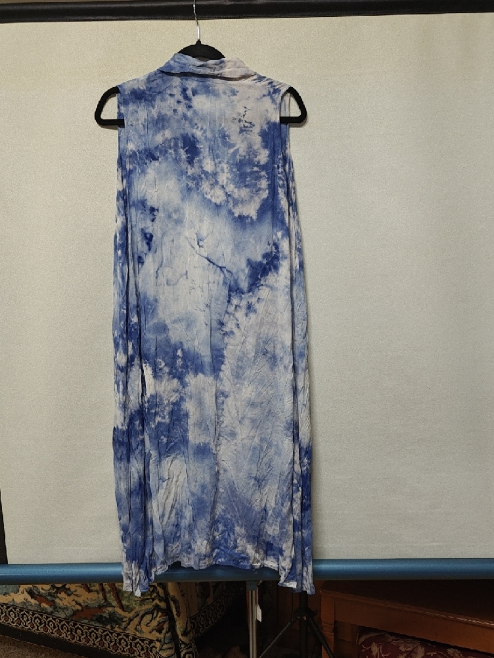 Jane & Delancey k* Boho Blue and White Tie-Dye Duster Vest - Picture 4 of 4